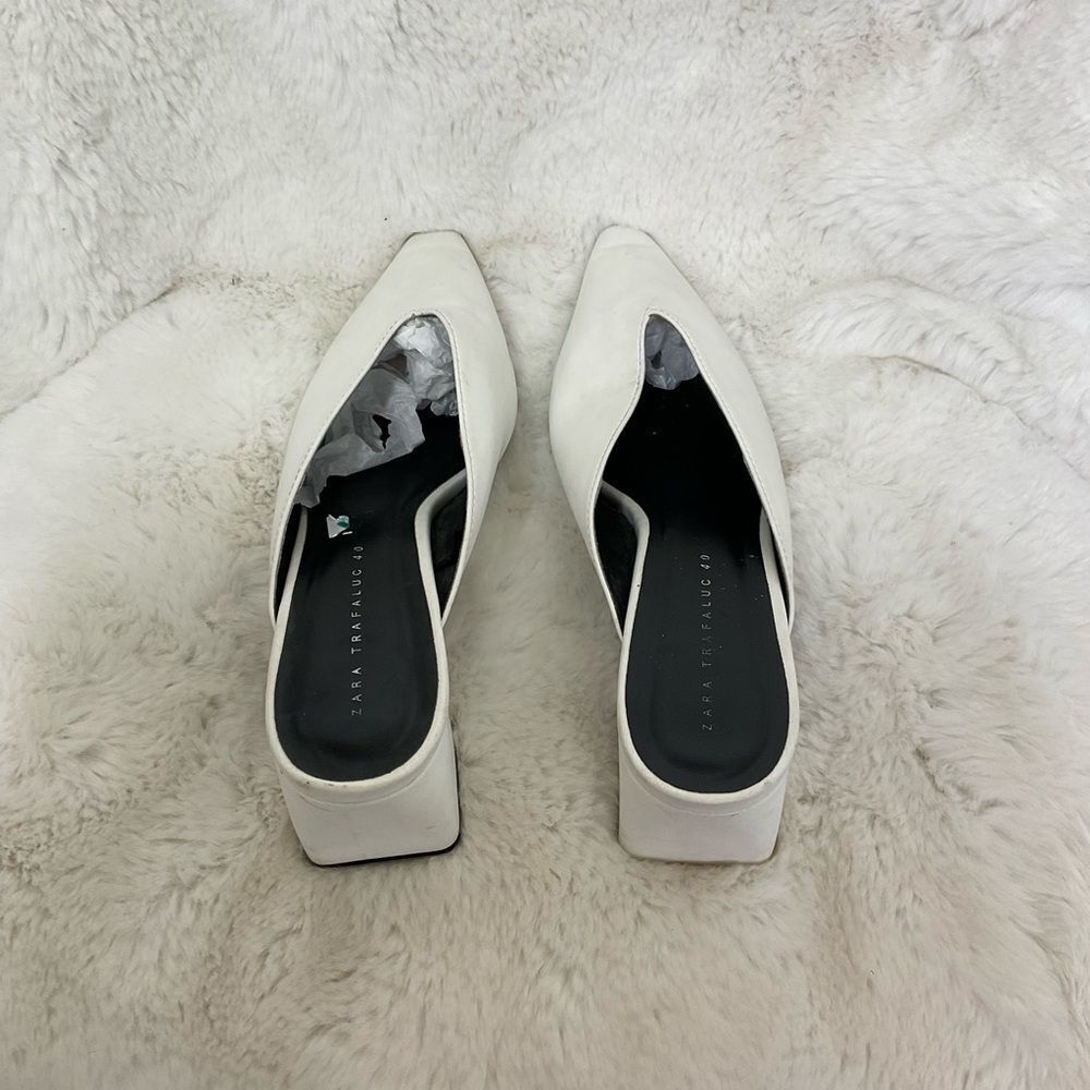 ZARA V Cut Pointed Tow Chunky Heel Mules US 9 EUR 40 - Picture 10 of 14